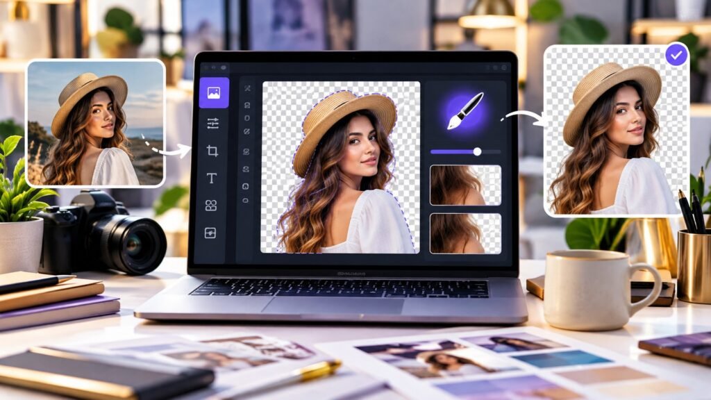 Canva background remover troubleshooting workspace with edge refinement controls