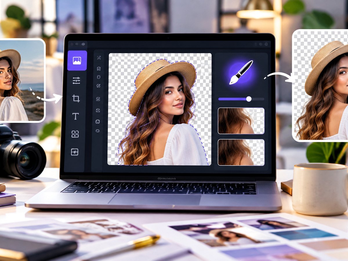 Background removal and edge cleanup example in a design editor