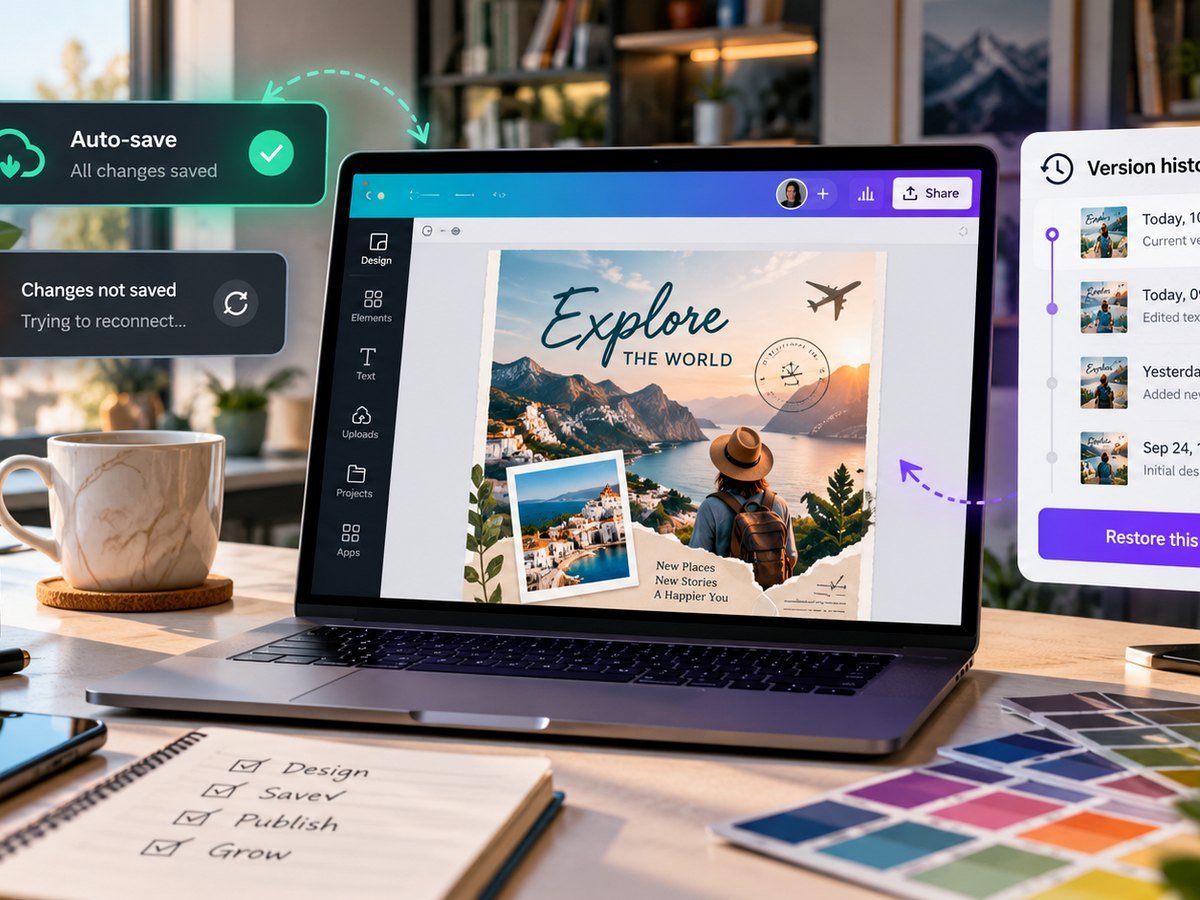 Design autosave and version history recovery interface