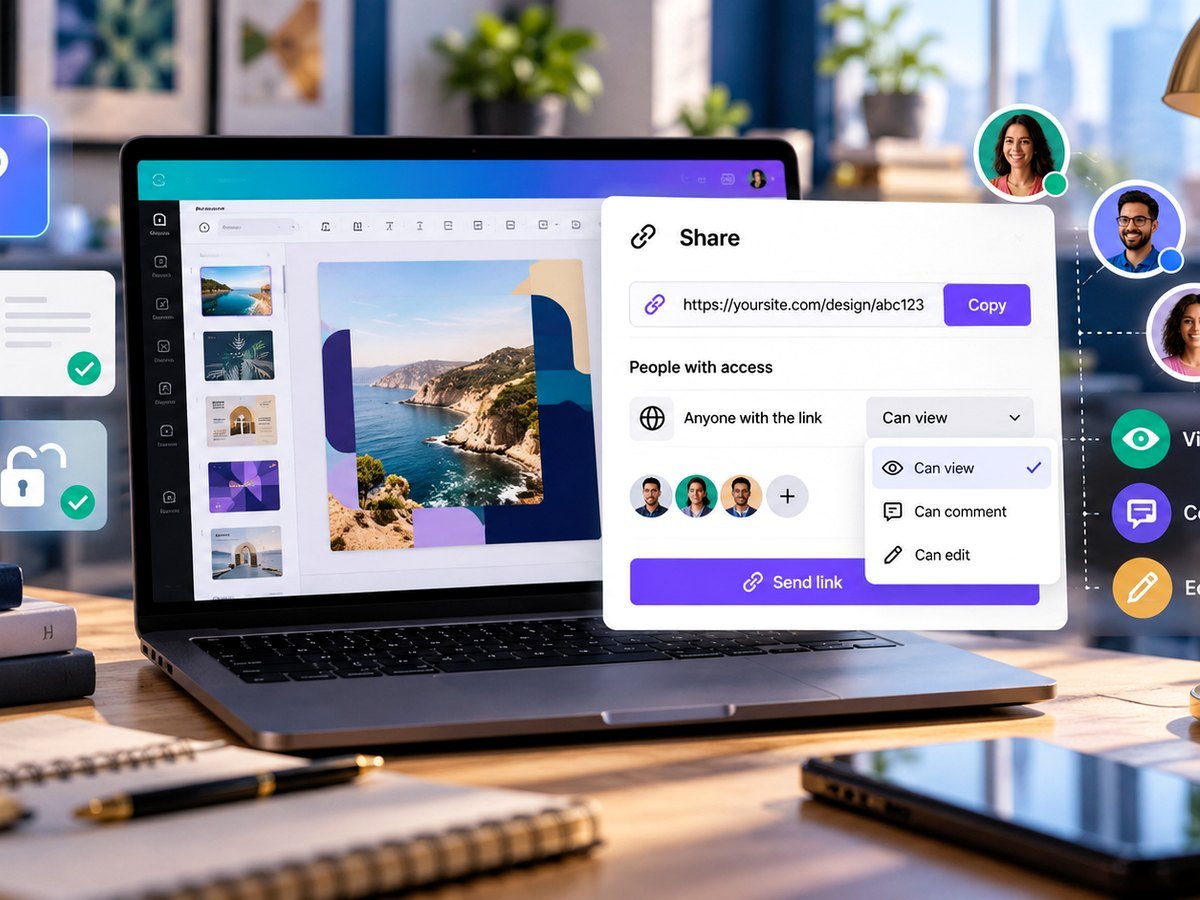 Share dialog with link access and collaboration permissions
