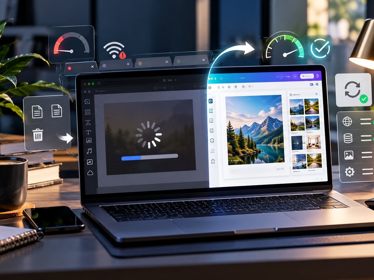 Design editor performance troubleshooting with loading and speed indicators